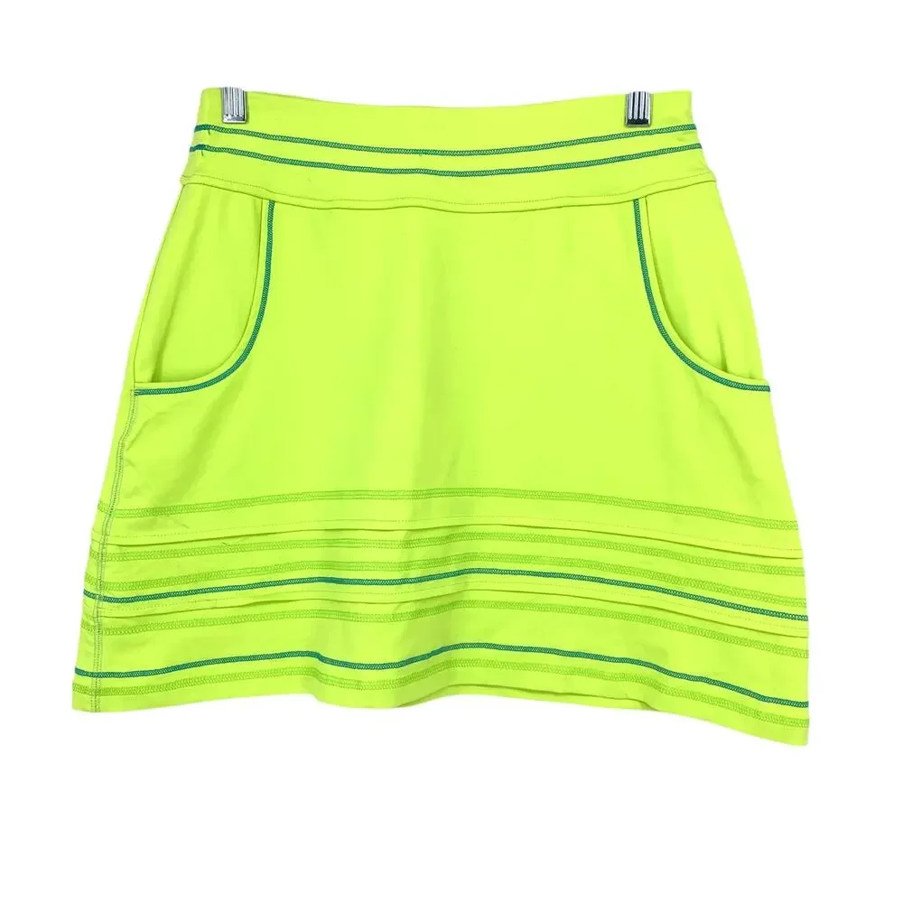 Title Nine Athletic A-Line Mini Skirt Womens XS Lime Green Blue Stitching